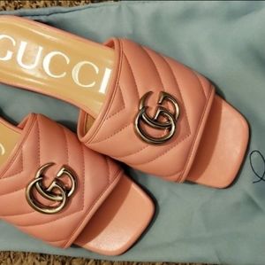 NEW-GUCCI SLIDE SANDALS DOUBLE G $350